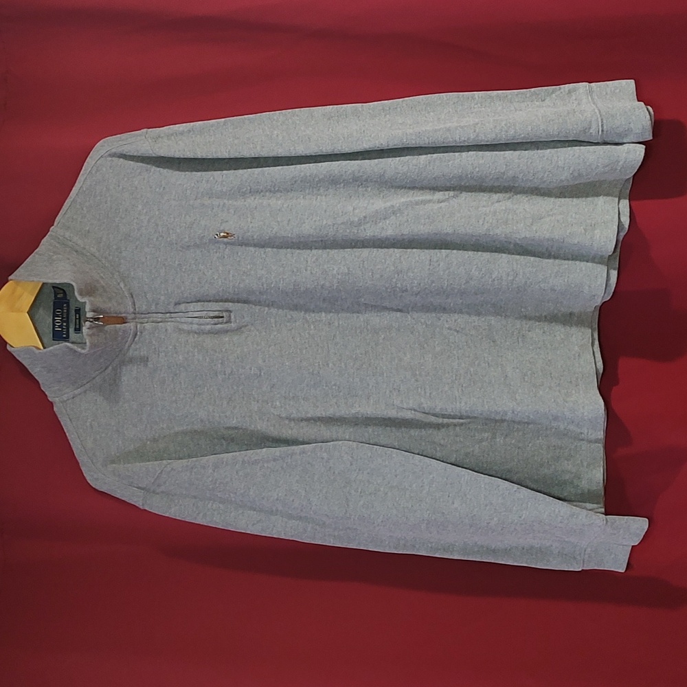 Polo Ralph Lauren Estate Rib Gray Sweatshirt Quarter Zip 1/4 - Size XL - Picture 1 of 8